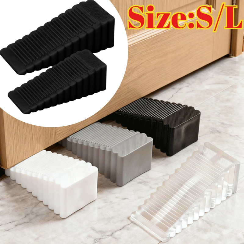 Reusable Shock Absorbent Door Stop Stoppers Safety Plastic Block Wedge Doorstops Home Door Rear Retainer Anti-collision Stoping