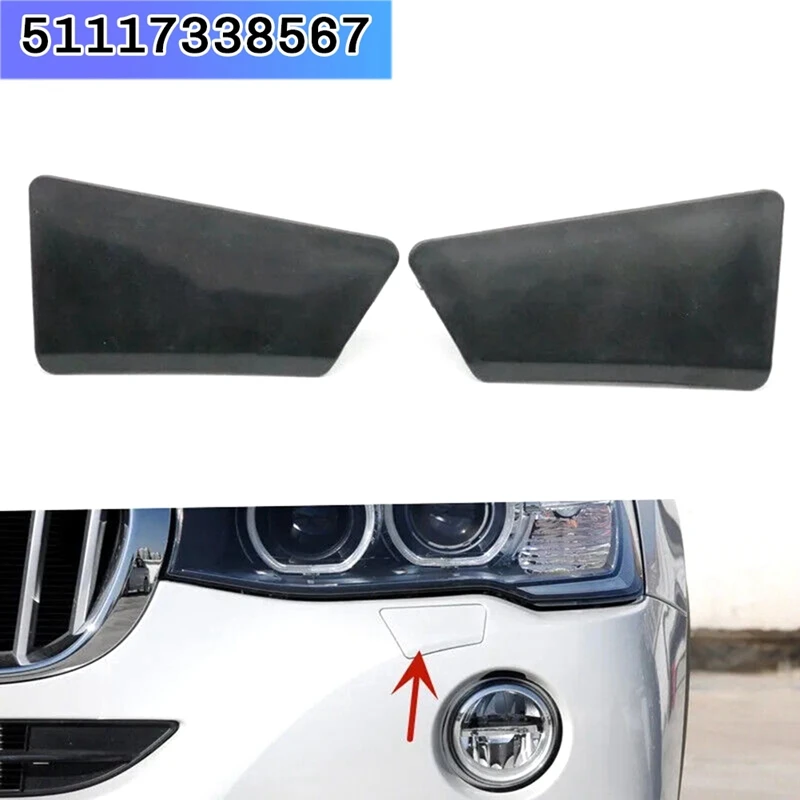 1Pair for BMW X4 F26 2014-2018 Front Headlight Washer Spray Nozzle Cover Jet Lid Cap 51117338567 / 5111 7338 567