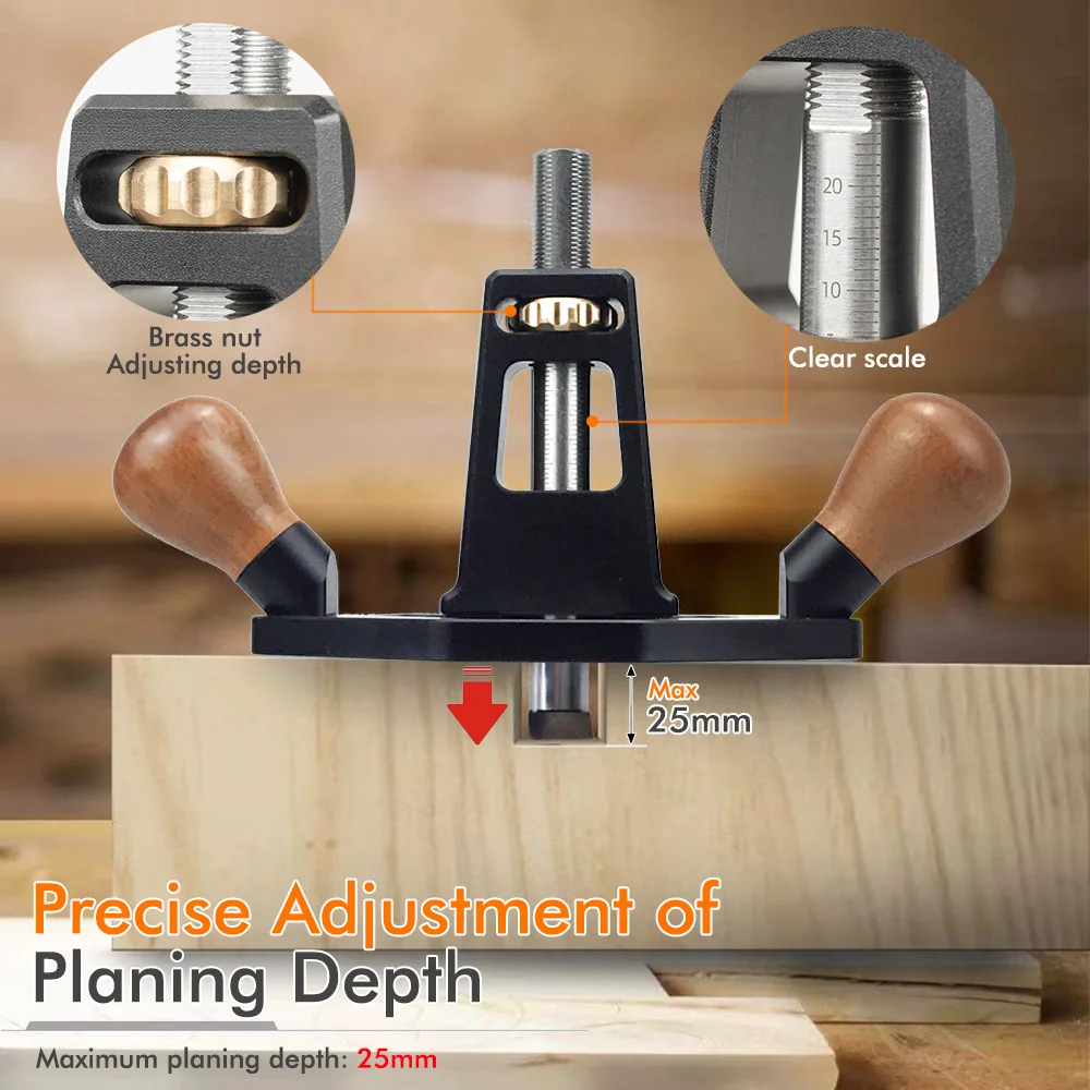 Router Plane Handy Depth Adjusting Knob Handheld Router Planer for Right Angle Tenon Shoulder Trimming GrooveCutting Tools 디버링 툴