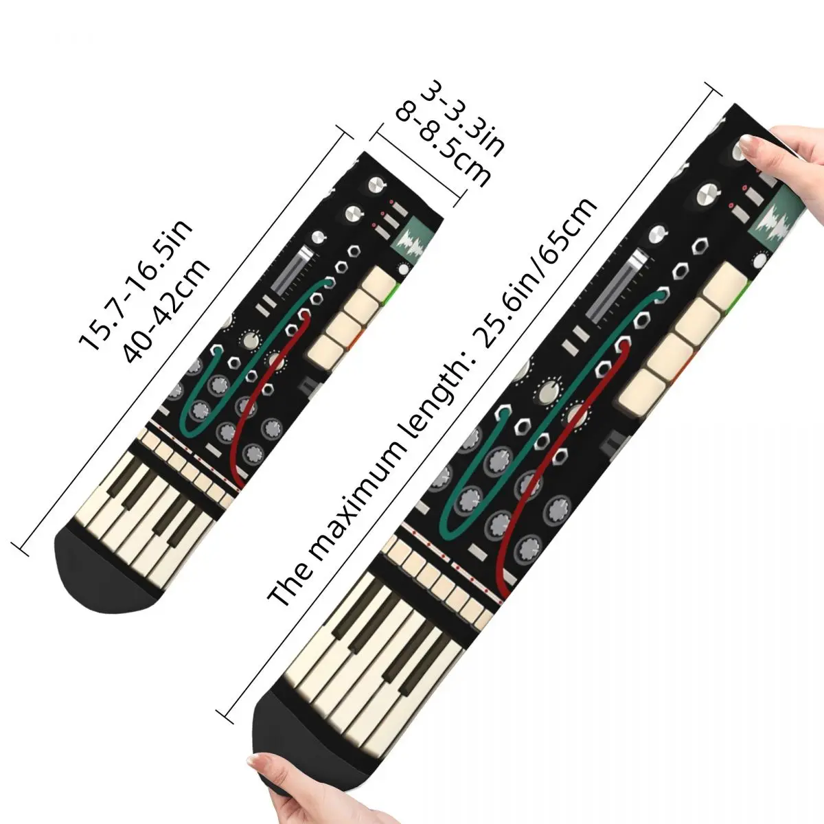 Vintage Producer And Electronic Men's Socks Music Notes Unisex Harajuku Pattern Printed Funny Crew Sock Gift