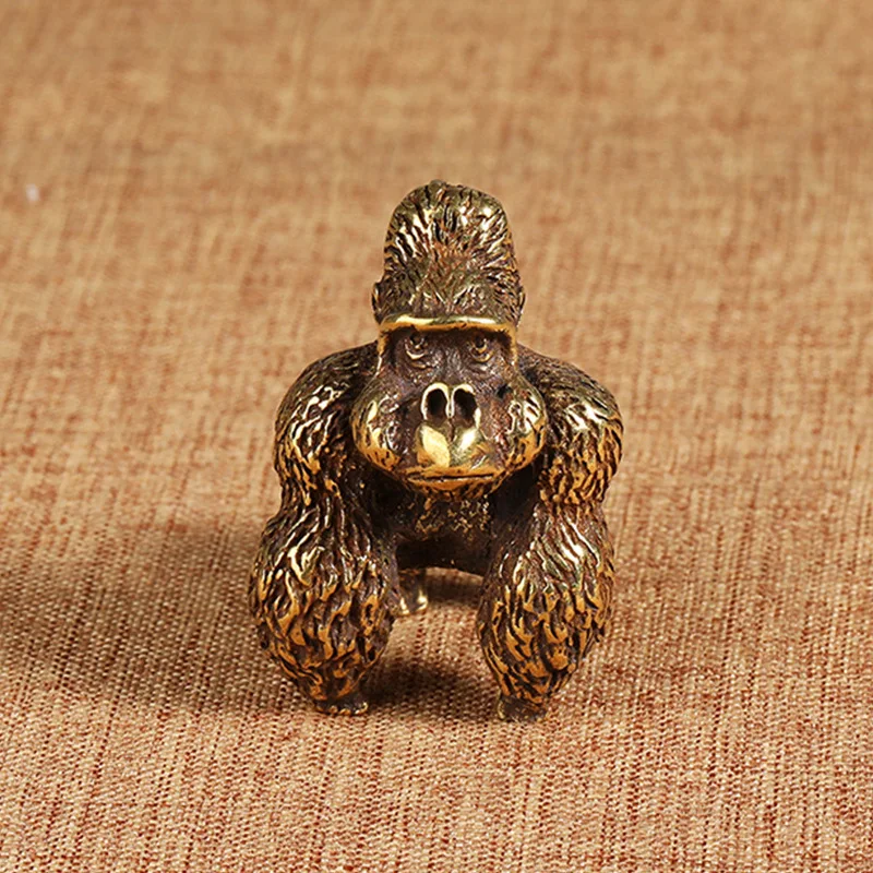 

Desktop Ornaments Brass Gorilla Adornment Office Chimpanzee Decoration Novel Monkey Mini Bookshelf Shaped Lucky