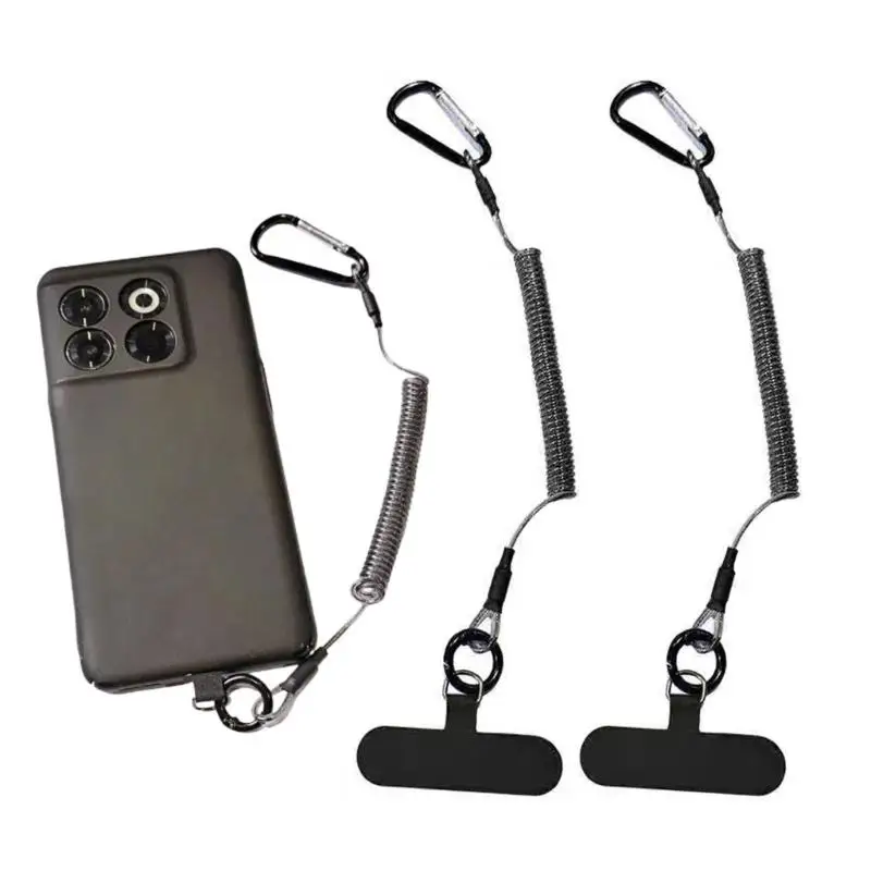 Karabiner-Telefonhalter, einziehbarer Federschnur-Zug-Telefonhalter mit Anti-Rutsch-Clip und Verriegelungskarabiner D2RD – Detail 9