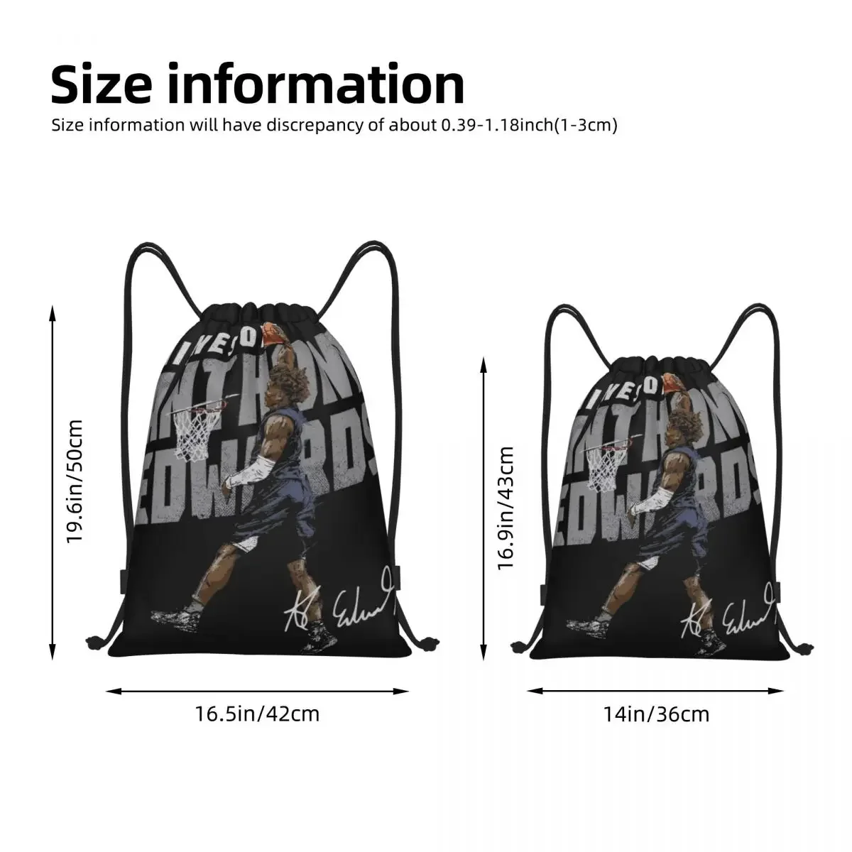 Anthony Edwards ANT Basketball Player Drawstring Bags Sports Backpack Gym Sackpack Ant-Man String Bag for Cycling