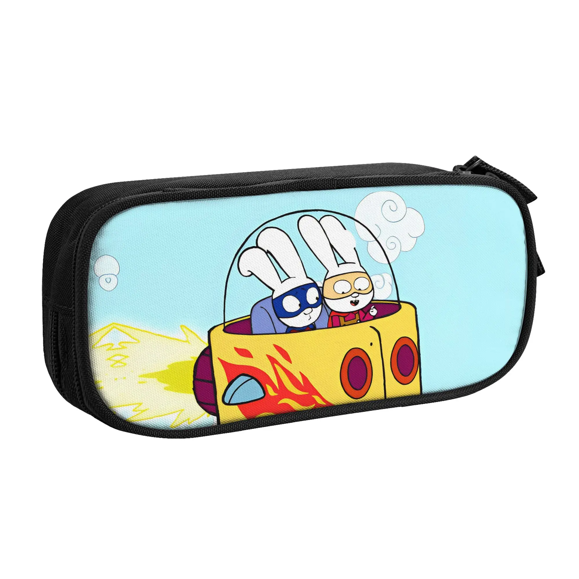 Simons Super Rabbit Cute Cartoon  Pencil Case New   Pen Bag Student Large Storage Students School Zipper Pencilcases