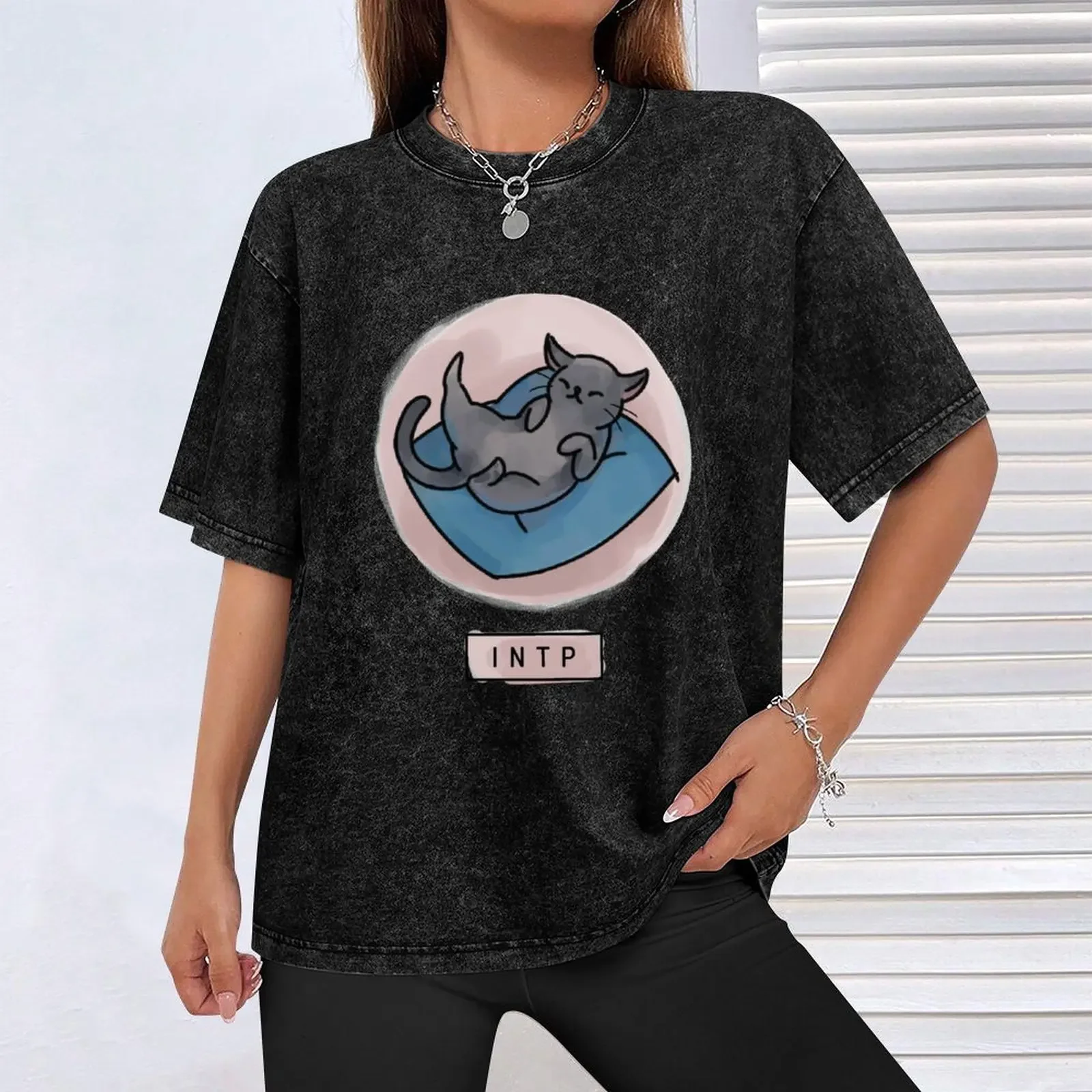 MBTI Cats: INTP تي شيرت ملابس جمالية ملابس فاخرة لابوبو للأولاد تي شيرت أبيض للرجال