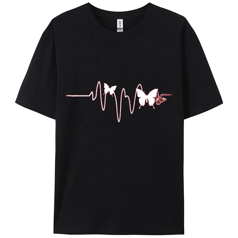 

Butterfly heart Print,Y2K T-shirt,Berserk Short T-shirt,Short sleeve,100% cotton,Double-sided,Women,Holiday wear,Foundation wear