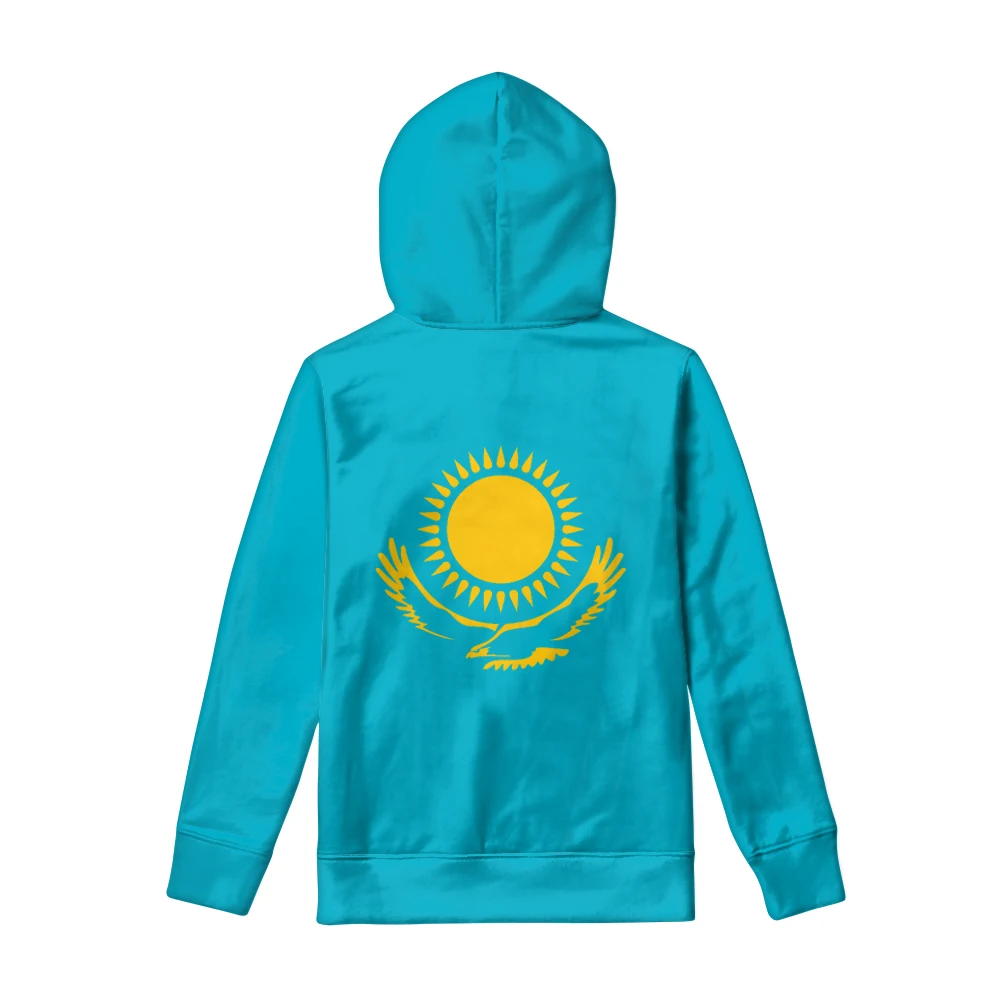 Kazakhstan Zipper Hoodie Custom Made Name Number Sweatshirt Nation Flag Kz Russian Kazakh Country College Print Photo Clothes