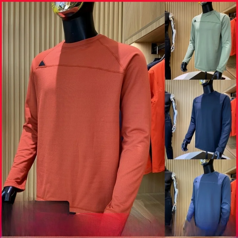 

Outdoor Function Windproof Long Sve T-irt Men's Stand Fit Breathable Qui Dry Elastic One-Piece Fce Sports Top