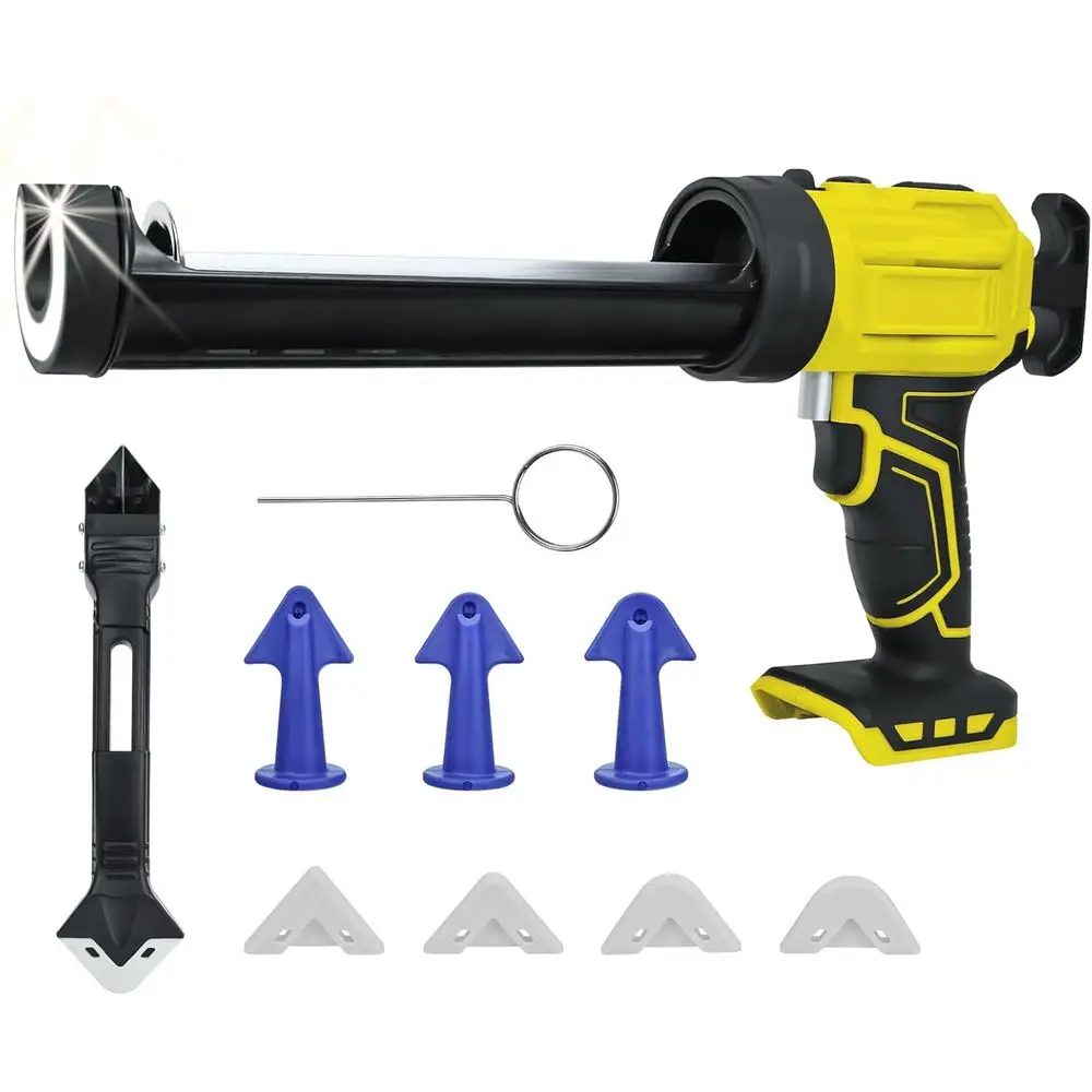 

20V Batteries, No-Drip Caulking Gun with LED Light, 10oz/300ml, 4-speed Adjustable Caulking Gun for Filling and Sealing Tools or