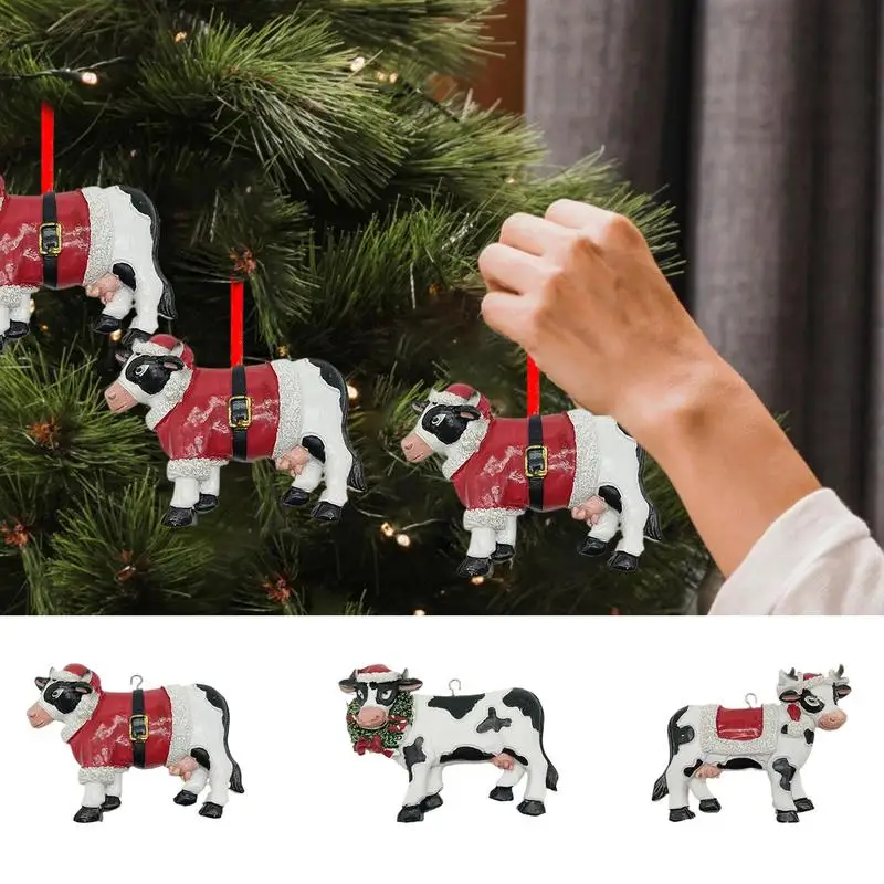 Ornamenti per l'albero di Natale Ornamento animale unico Decorazione per finestra Cartone animato creativo Decorazione per mucca da fattoria Giocattoli da collezione Fattoria