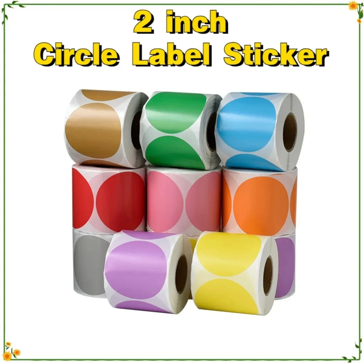 600 PCS 2” Round Color Coding Circle Dot Sticker Labels on a Roll Thermal Sticker Labels Self-Adhesive Round Thermal Stickers