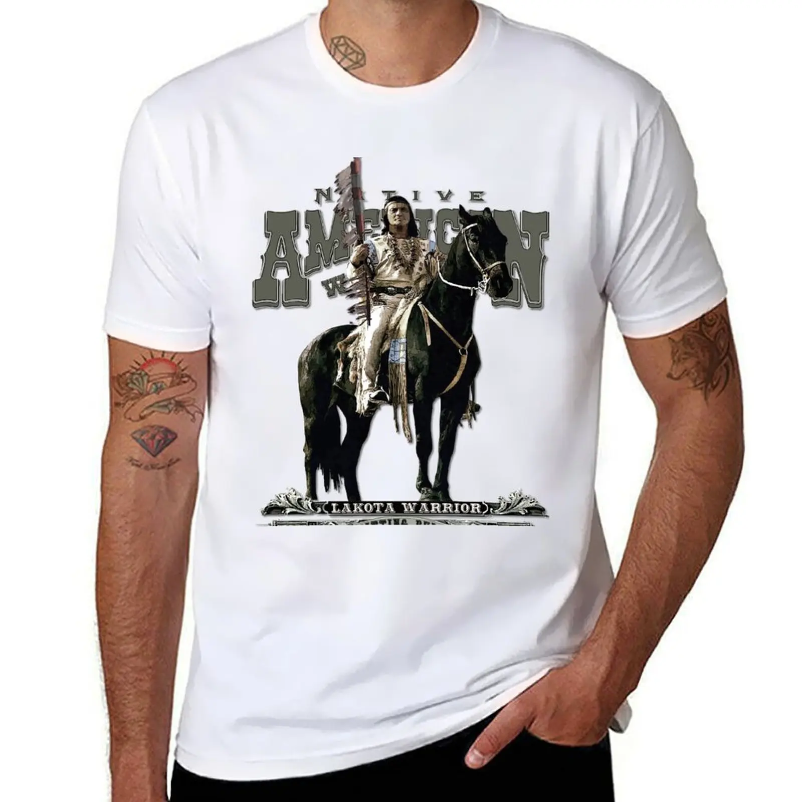 

Sitting Bull - Lakota Warrior T-Shirt cotton t shirts man 100% t shirts for man pack white T-Shirt