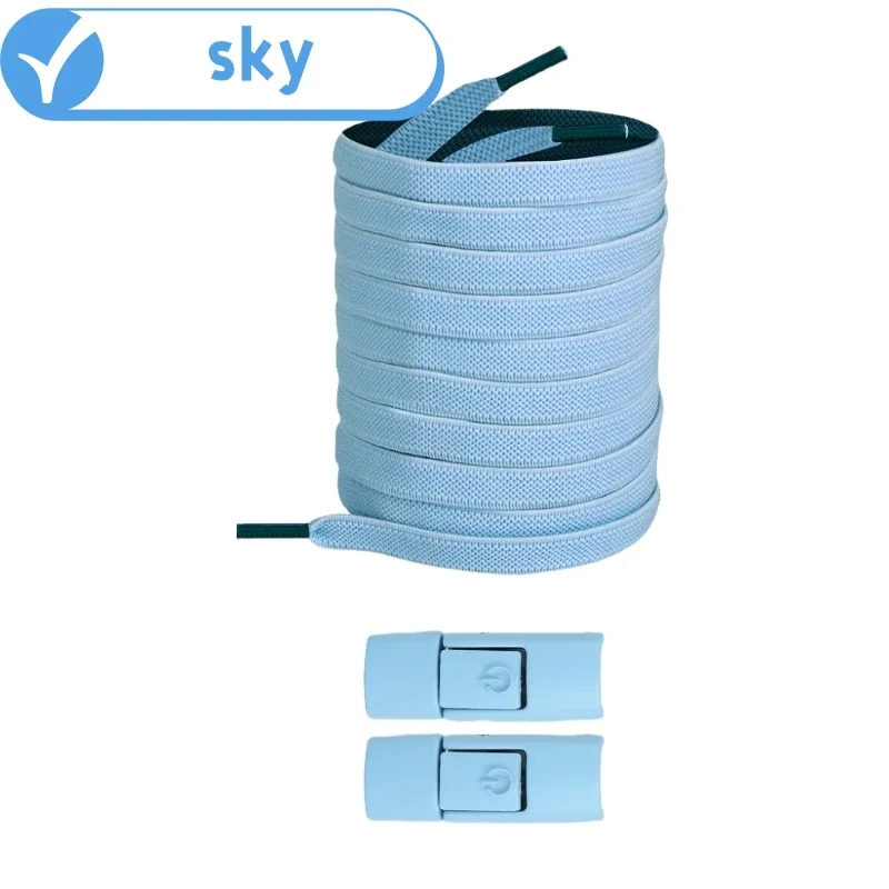 Nieuwe Zonder Banden Elastische Veters Geen Stropdas Veters Druk Lock Schoenveters Sneaker Kids Adult 8MM Verbrede Platte Schoenveter voor Schoenen - afbeelding 1