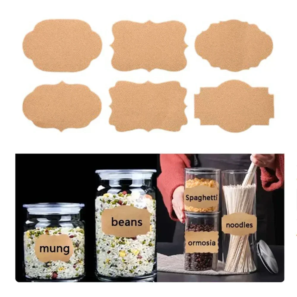 300pcs/roll  Kraft Paper Stickers 30x50mm - Blank Decorative DIY Labels for Baking Packaging & Crafts Seal Label Bottle Sticker