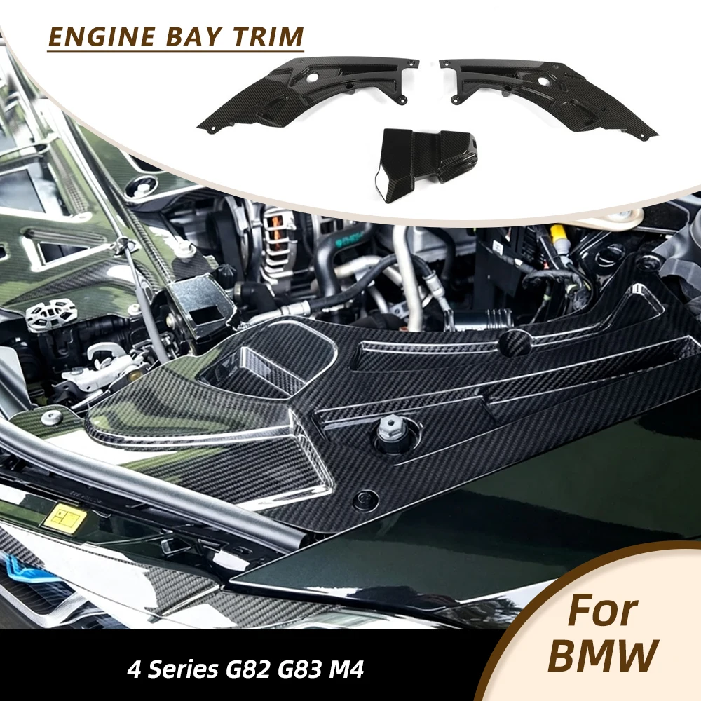 Car Engine Air Intake Bay Trims Cover for BMW G80 M3 G82 G83 M4 2021-2023 Engine Compartment Trim Prepreg Dry Carbon