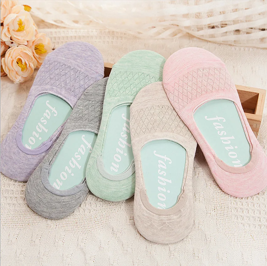 Ladies Hollow Net Socks Invisible Thin Silicone Breathable Peas Socks