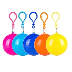 Colorful Mini Portable Raincoat Ball Thickened Disposable Waterproof Emergency Adults Rain Ponchos Cape Keyring