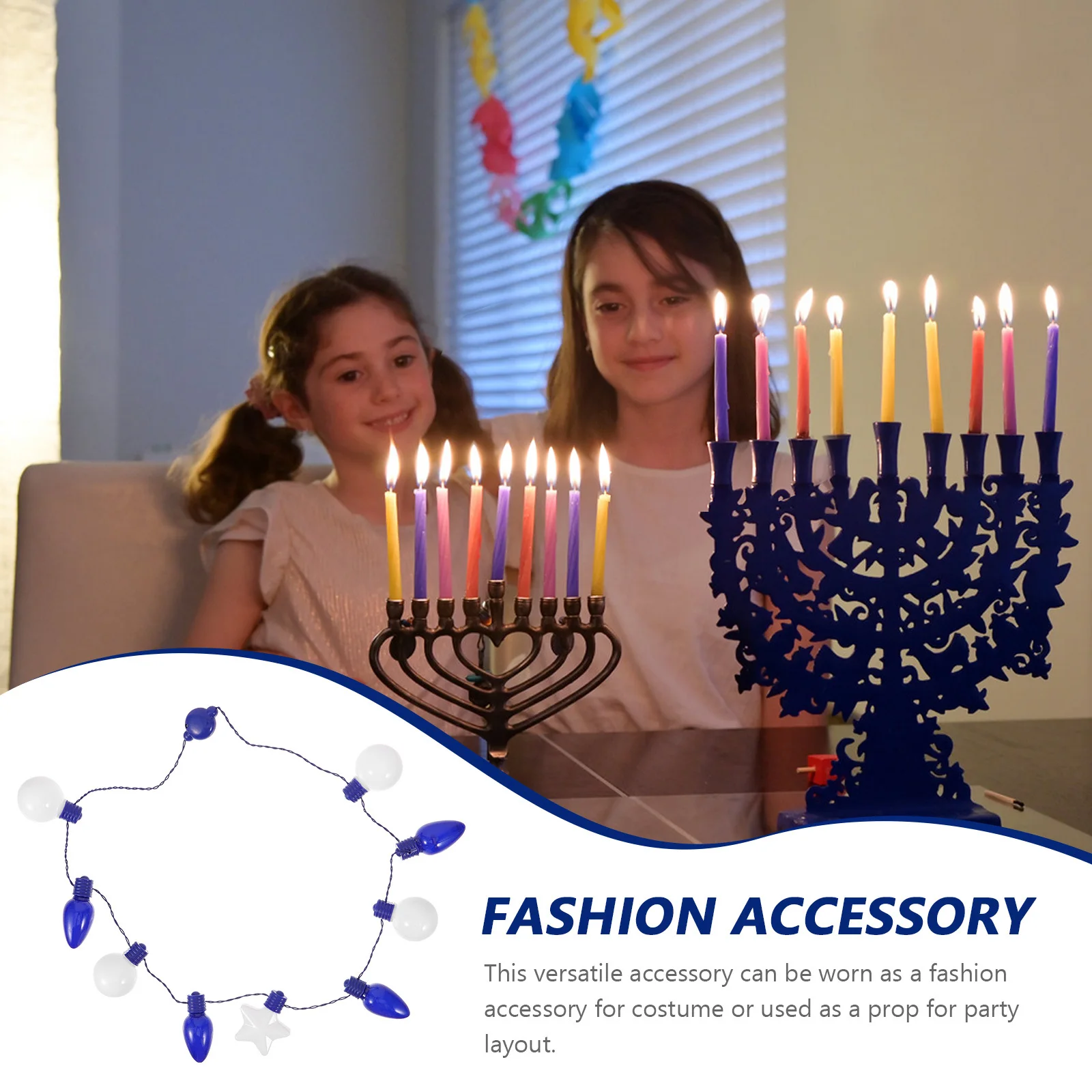 

Hanukkah Bulb LED Necklace Light Up Necklace Holiday Party Favor Costume Decorative LED Lamp Hanukkah Decorations