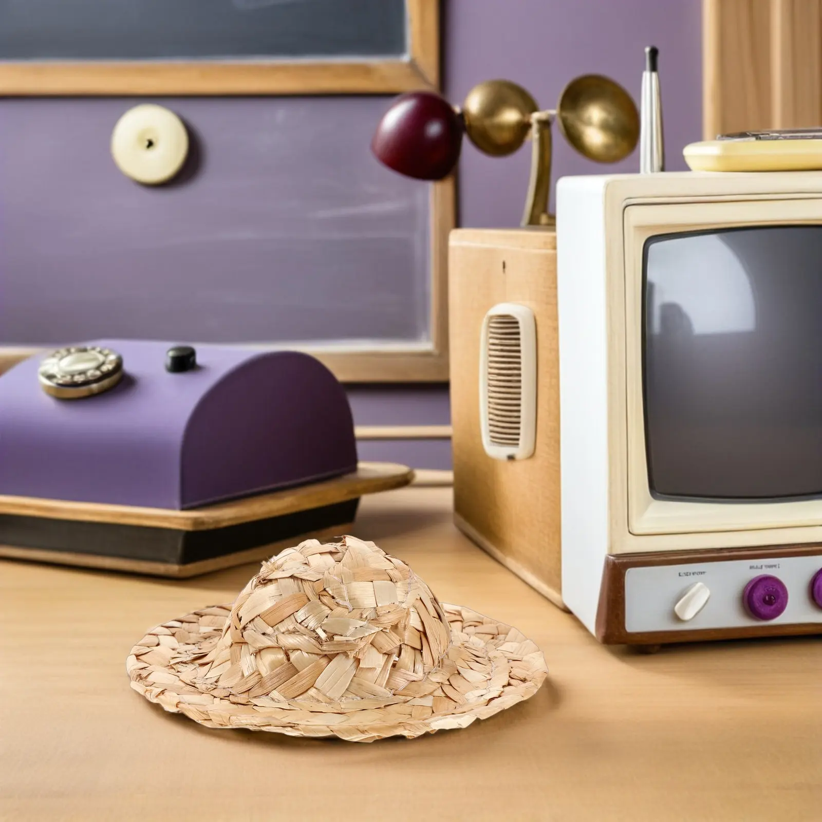 

10 шт. миниатюрных плетеных соломенных шляпок, маленькие шапочки для поделок, креативных украшений, легкие, из натуральных материалов, миниатюрные вязаные вручную шапочки