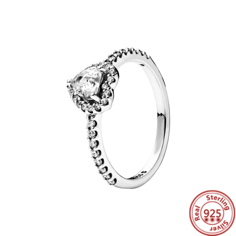 Nuovi anelli in argento sterling 925 rosa verde bianco blu rosso nero zircone a forma di cuore anelli di amore infinito gioielli da donna raffinati