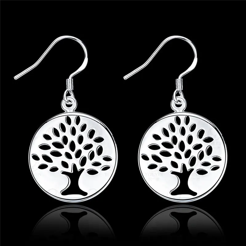 New 925 Sterling Silver Fine Charm 36MM Round Earrings For Women Fashion Wedding Gift Wholesale Jewelry