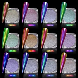 0.3g Magic Mirror Chameleon Polarizing Chrome Nail Powder Shimmering Holographic Effect on Nail Art Pigment Dust Manicure