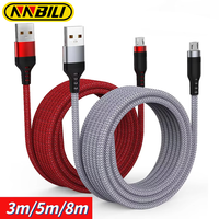 NNBILI Micro USB Extended Cable Fast Charging for Samsung Xiaomi Huawei Realme OPPO Android Mobile Phone USB Data Cord 3M/5M/8M