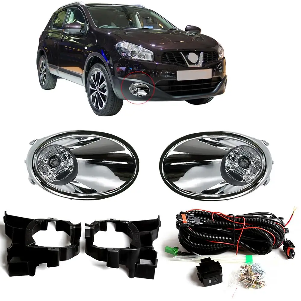 For Nissan QASHQAI J10 2011 2012 2013 DULIAS Fog Light Assembly Lamp Cover Bumper Chrome Car