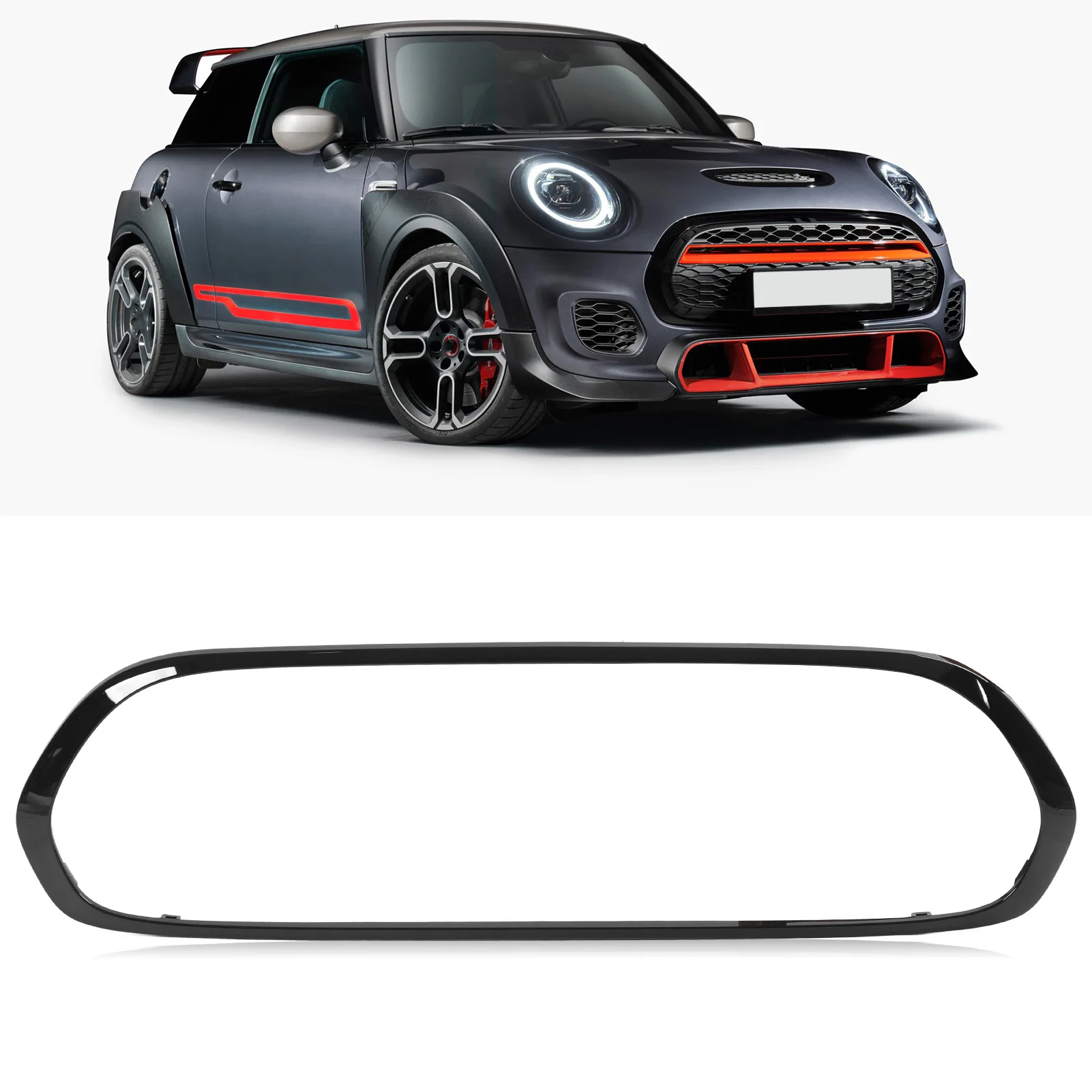 

Gloss Black Grille Surround Cover Trims Replacement for Mini F55 F56 F57 One Cooper S JCW 2014+