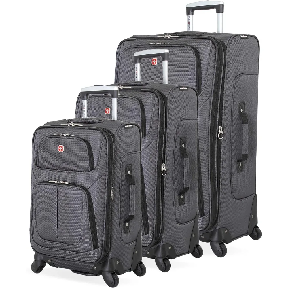 

SwissGear Sion Softside Expandable Roller Luggage, Dark Grey, 3-Piece Set (21/25/29)