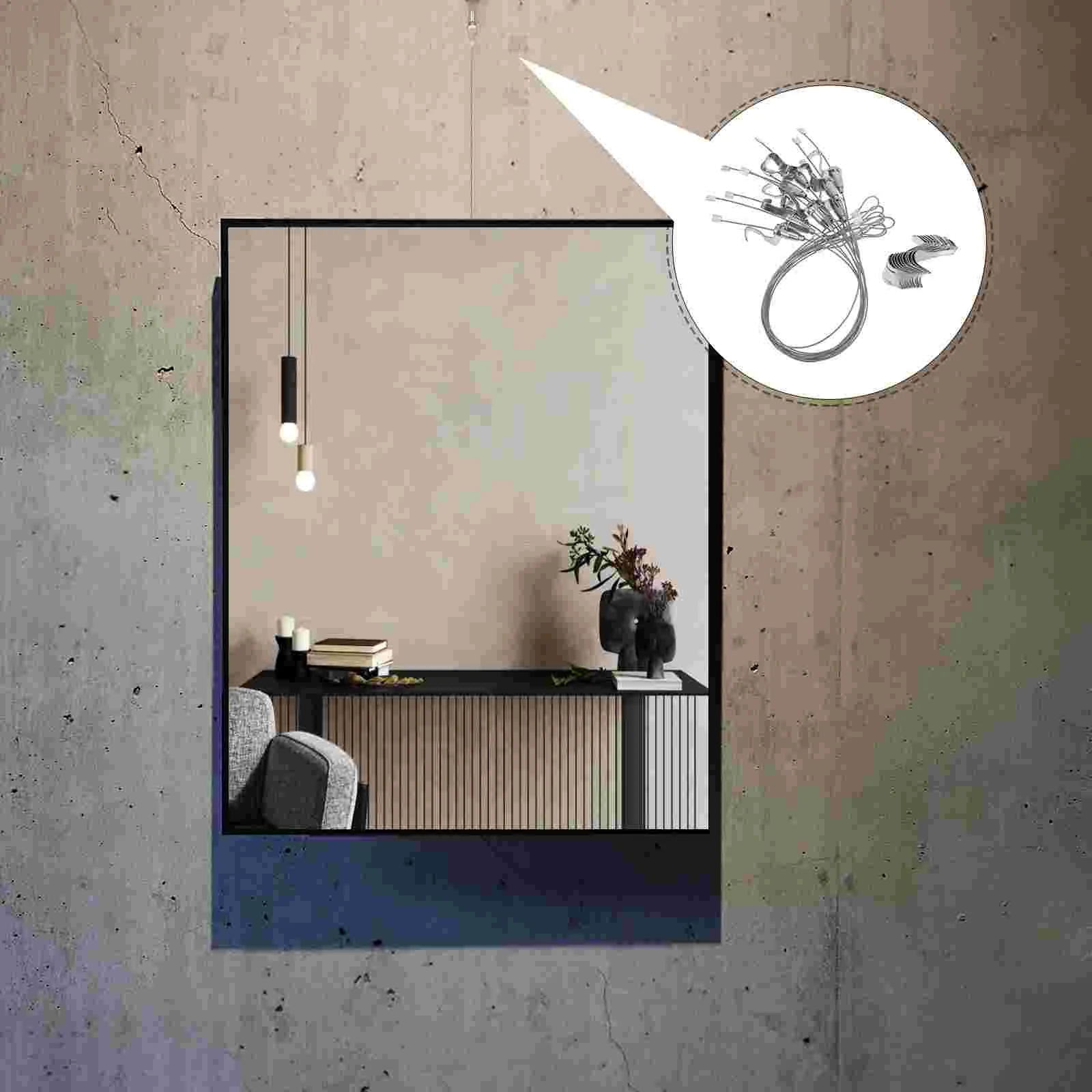 10 Sets Picture Hanging Wires Rope Hooks Kit Picture Display Hanging Wire Hooks picture rail hooks picture rail hanging system