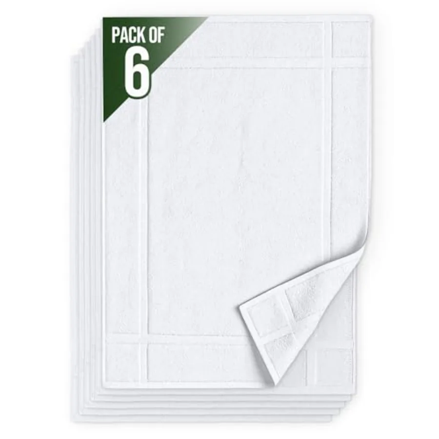 

Pack of 6 100% Cotton Bath Mat Towels 20x30 Inch Soft and Absorbent Floor Towels for Bathroom Not Bathroom Rugs After Shower Ma