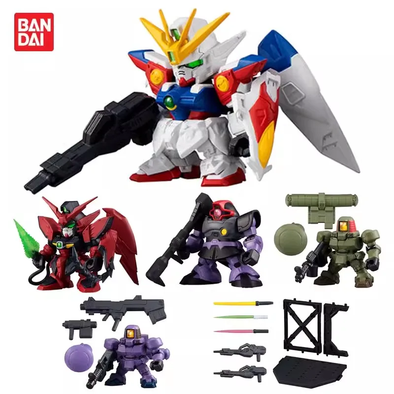 Bandai Original 6Pcs Gashapon Senshi Forte MS-09 Dom Action Figure Assembly Model Kit Toys Collectible Gifts For Children