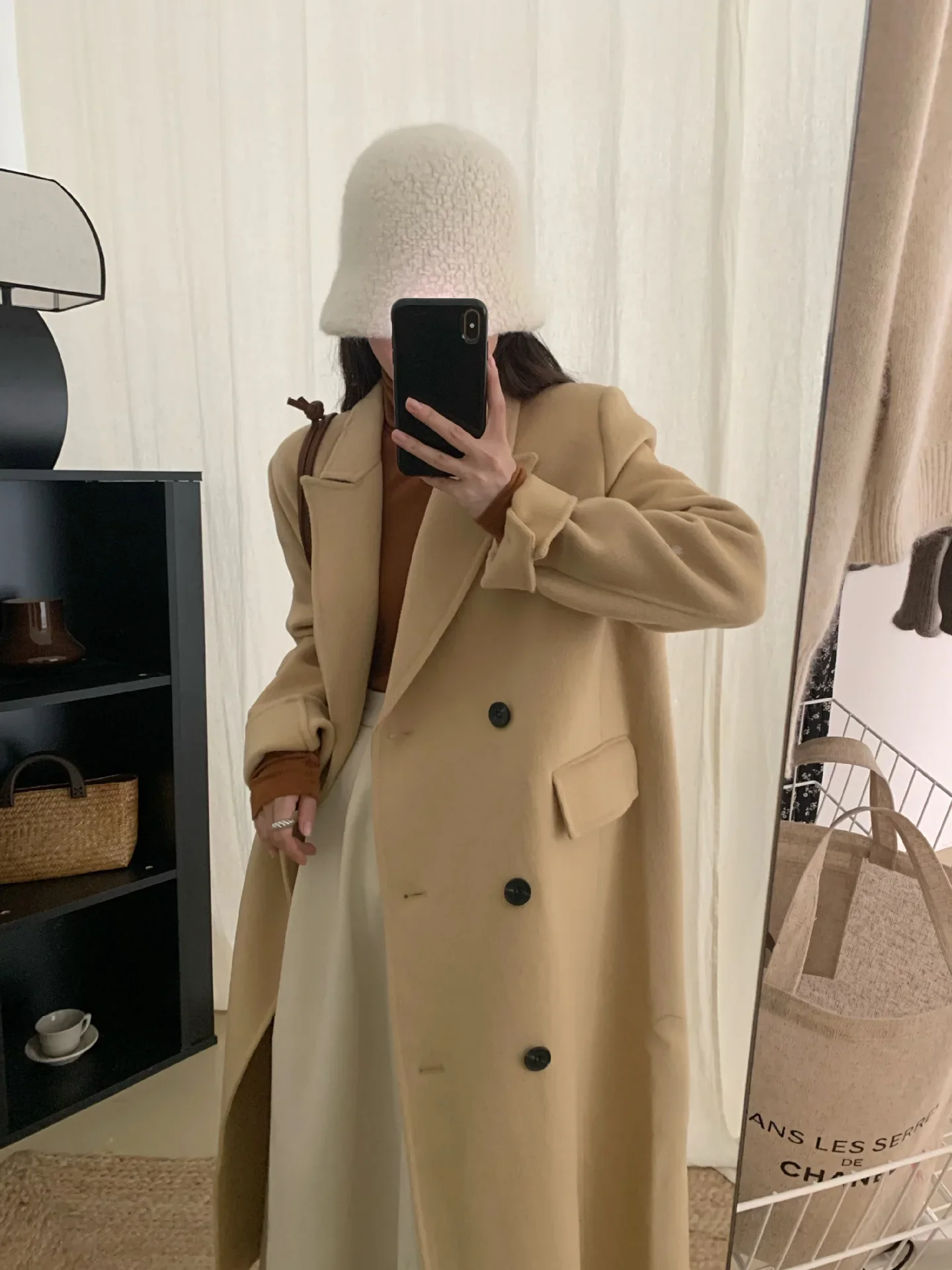 Factory, Korean version of woolen coat for women, classic double-breasted jacket with Uchimura