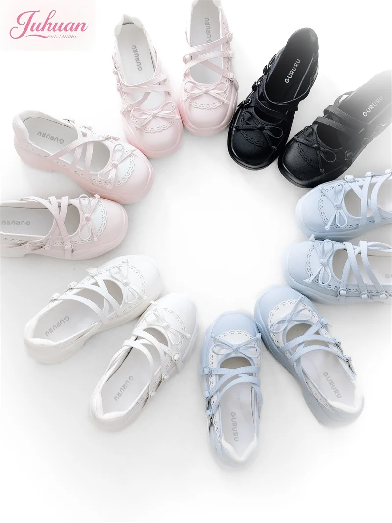 

2025 Summer New Japanese Original Sweet Girls Versatile Comfort Platform Shoes Sneakers Ladies Lolita Bow Muffin Shoes Women