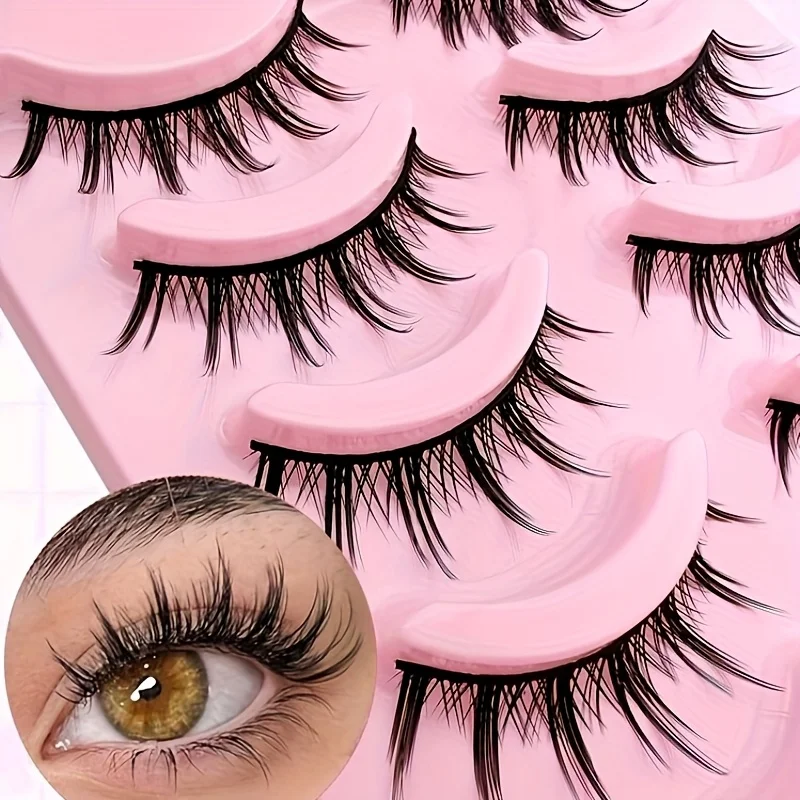 블루밍 - 스타일 인조 속눈썹, 두껍고 자연스러운 슬림 인조 속눈썹, 재사용 가능한 가벼운 속눈썹 연장 메이크업 도구