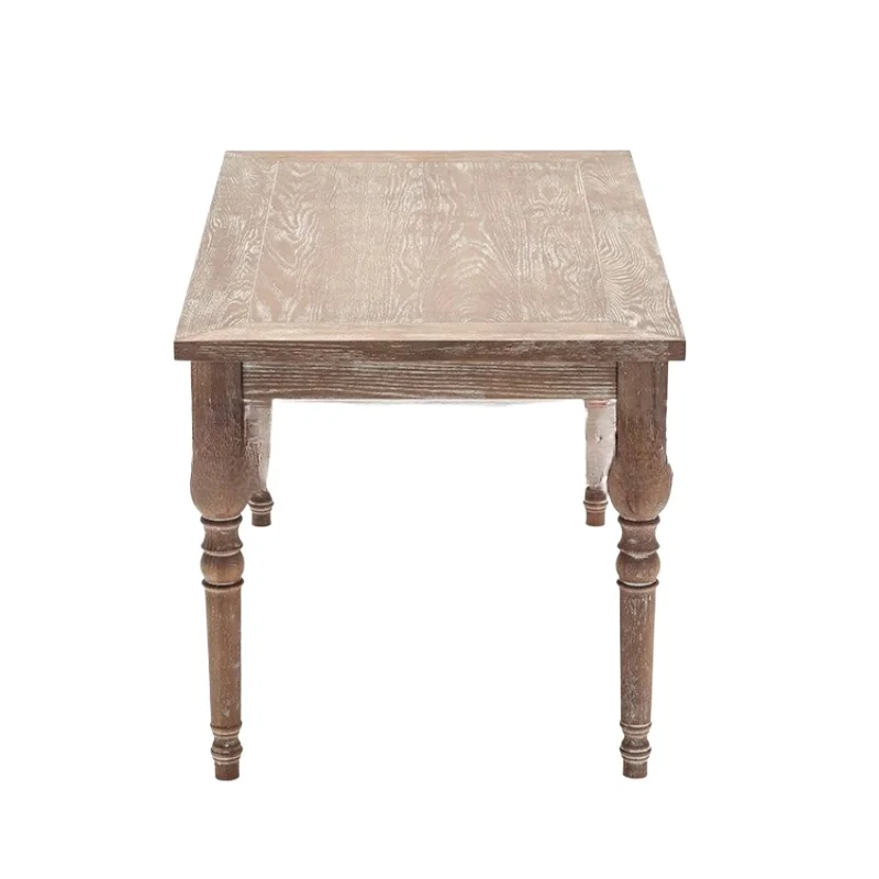 

American solid wood dining table furniture dining room log oak old weathered gray rectangular household dining table