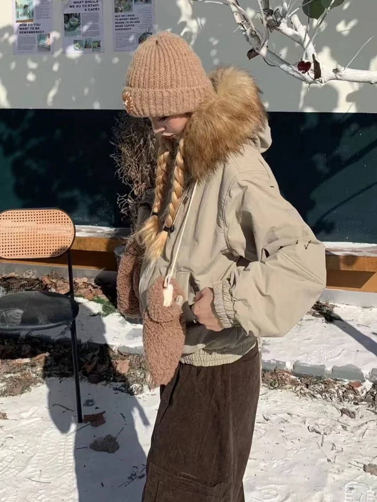 

Parkas Kawaii Womens Autumn Water-Resistant High-End Military Patch Regular Cargo Curved Hooded Layering Light Couple Multicolor