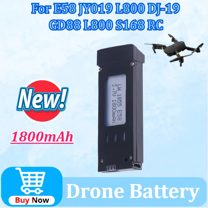 

3.7V 1800mAh Drone Battery for E58 JY019 L800 DJ-19 GD88 L800 S168 Folding Four-axis Aircraft Upgrade Accessories Remote Battery