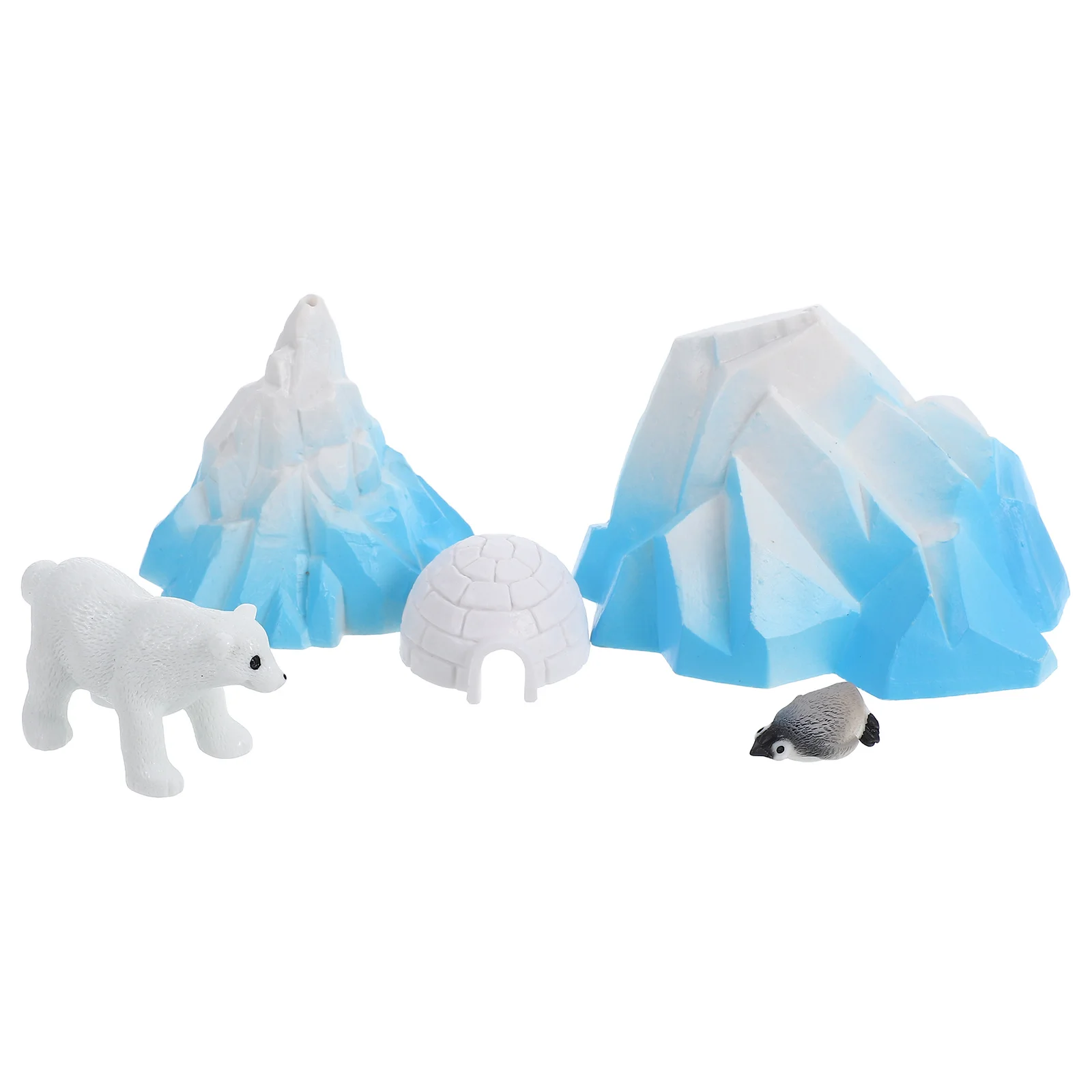 5 قطعة صغيرة القطب الشمالي فيض الدب البطريق Igloo المشهد الواقعي المشهد الصغير حوض السمك المنزل مكتب البطريق تمثال مصغر