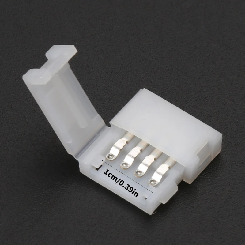 Solderless Clip-on Coupler Connector 4 Pin 10mm For 5050 RGB LED Strip Light Drosphip