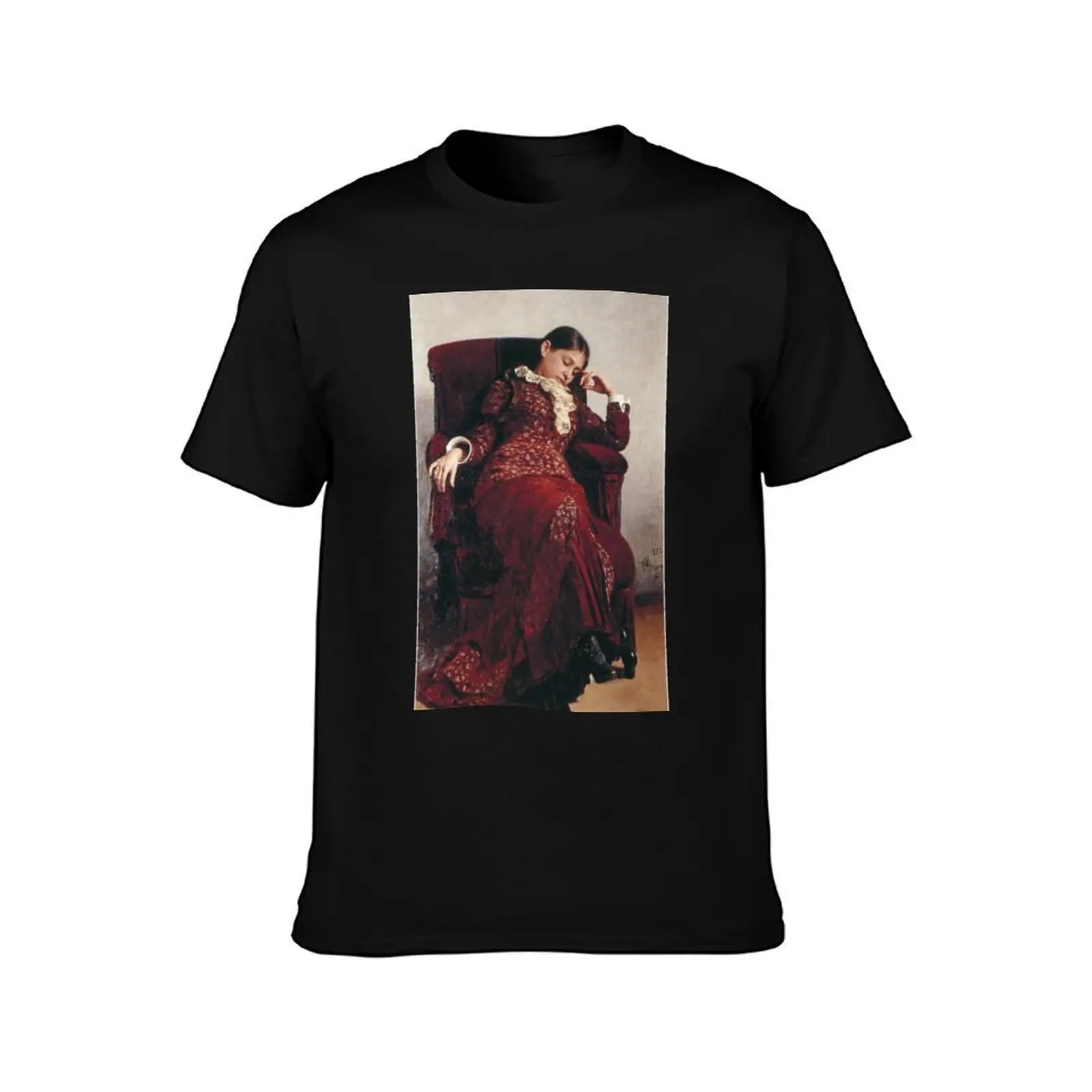 Ilya Repin – “A Rest” Portrait of Vera A Repina T-Shirt, Summer Casual Cotton Tee, Oversized Streetwear Tops, Unisex Men Women