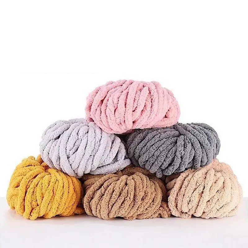 Chenille Knitting Yarn Soft Ice Strip Line Cotton Yarn DIY Wool Yarn for Handmade Knitting Blanket Scarf Thick Thread crafts