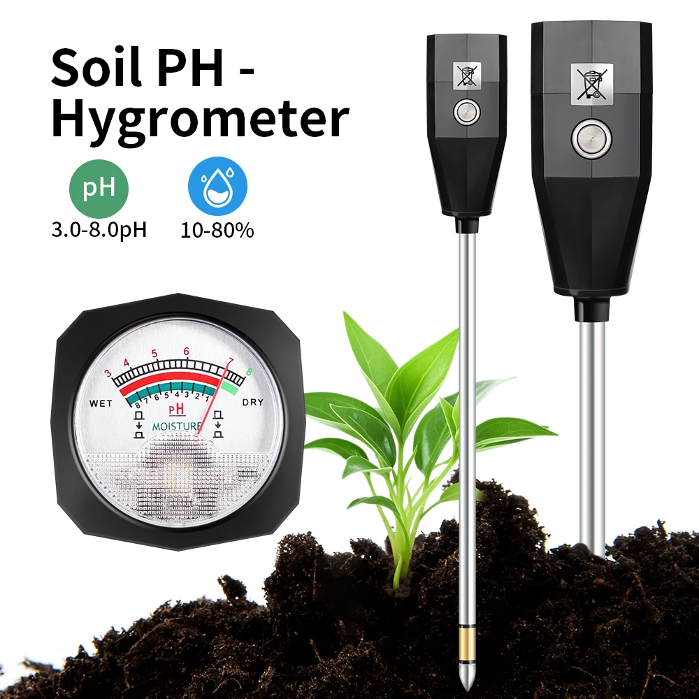 solo umidade ph medidor acidez e umidade tester metal sensor probe ferramenta de jardim flores plantando sem bateria em 1 01