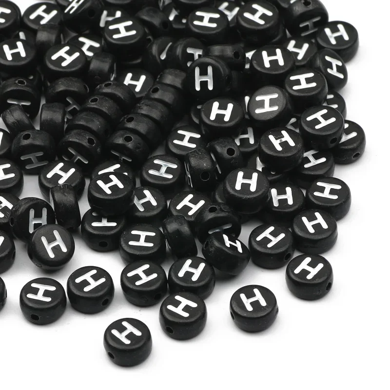 100-500PCS Schwarz Runde Acryl Buchstaben Perlen A-Z Alphabet Lose Perlen Für Schmuck Machen DIY Halskette Armband handgemachte Handwerk – Detail 10