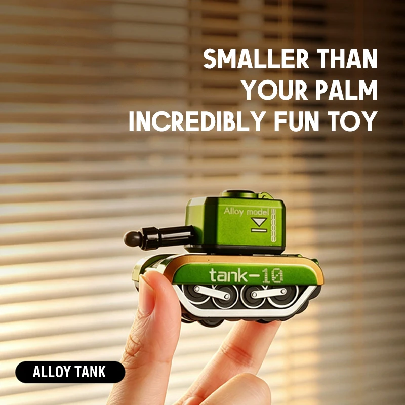 Mini Alloy Tank Model Toy Desktop Diecast Miniature Cars Mini Vehicle with Rotating Turret for Kids Boys Children Birhtday Gifts