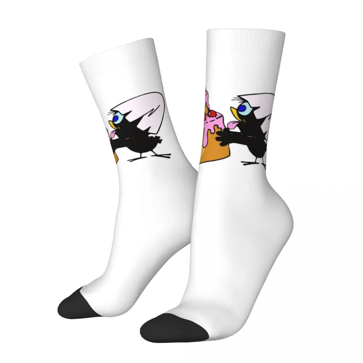 Funny Happy Men's compression Socks Birthday Cake Vintage Harajuku Calimero Anime Hip Hop Novelty Pattern Crew Crazy Sock Gift