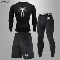 2099 Spider Print Compression Shirt Shorts Men Fitness Gym Workout Rashguard Jiu Jitsu Running Joggers Training Clothes Sets