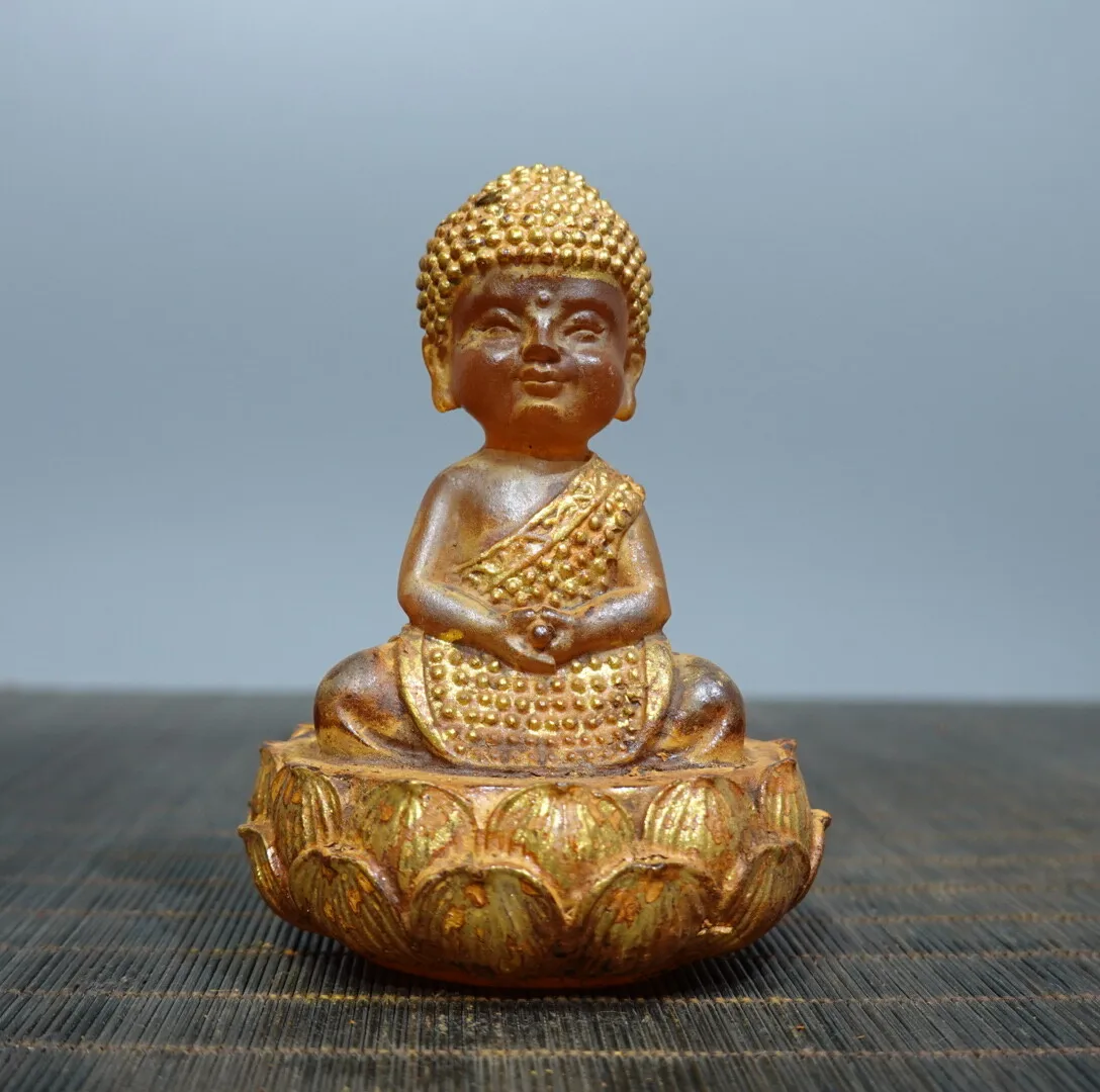 Collect Home Decoration Ornaments Glass Lotus Buddha Feng Shui Auspicious Statue Ornaments