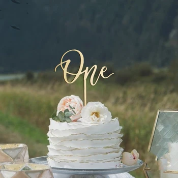 1pc Ein Kuchen Topper Geburtstag Holz Kuchen Topper Holz Ein Glücklich Kuchen Dekoration Ersten Geburtstag Baby Shower Party Dekorationen